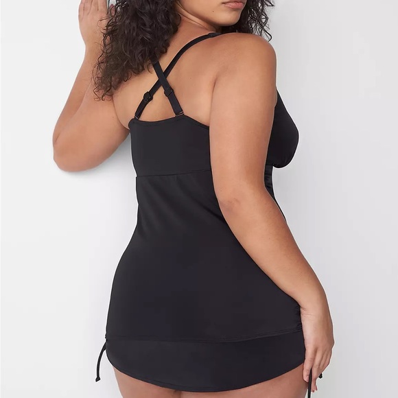 Cacique Fitted No-Wire Ruched Swim Tankini Top Plus NWT - Picture 2 of 5